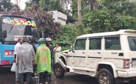 കട്ടപ്പന ഇരുപത്തേക്കറിൽ അപകടം ; ബസും ബൊലേറയും കൂട്ടിയിടിച്ചു