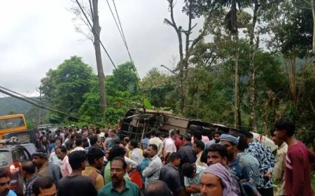 ടൂറിസ്റ്റ് ബസ് മറിഞ്ഞ് അപകടം; അഞ്ച് പേര്‍ക്ക് പരുക്ക്