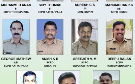 വിശിഷ്ട സേവനം :  മുഖ്യമന്ത്രിയുടെ പോലീസ് മെഡലിന് അർഹരായത് ജില്ലയിൽ നിന്നും 11 ഉദ്യോഗസ്ഥർ
