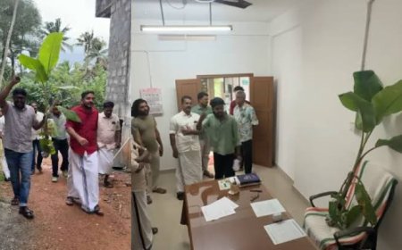 പഞ്ചായത്ത് പ്രസിഡന്റിന്റെ കസേരയില്‍ വാഴ വച്ച സംഭവം: 8 സി.പി.എം പ്രവര്‍ത്തകര്‍ക്കെതിരെ കേസ്