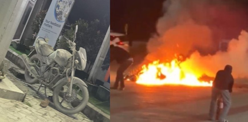 പെട്രോൾ പമ്പിൽ യുവാവിന്റെ പരാക്രമം; ബൈക്കിന്റെ ഇന്ധന ടാങ്ക് തുറന്ന ശേഷം തീയിട്ടു