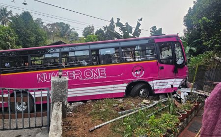 അടിമാലി പത്താംമൈലിന് സമീപം സ്വകാര്യ ബസ് നിയന്ത്രണം വിട്ട് വീടിന്റെ മുറ്റത്തേക്ക് ഇടിച്ചു കയറി