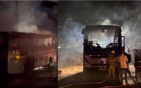 മുണ്ടക്കയത്ത് ടൂറിസ്റ്റ് ബസിന് തീപിടിച്ചു; ആളപായമില്ല