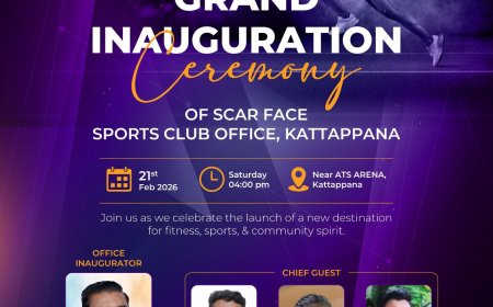 കട്ടപ്പന സ്കാർ ഫേസ് സ്പോർട്സ് ക്ലബിന്റെ ഓഫീസ് ഉദ്ഘാടനം 21 ന്