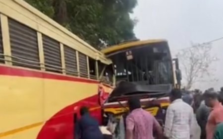 പീരുമേട് 55-ാം മൈലിന് സമീപം കെഎസ്ആർടിസി ബസും കോളേജ് ബസും കൂട്ടിയിടിച്ച് അപകടം