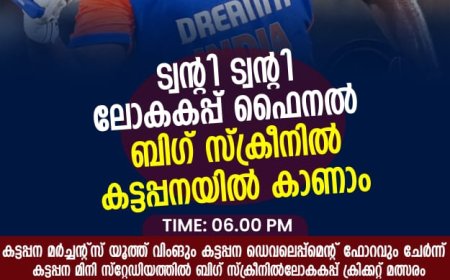 ക്രിക്കറ്റ് പ്രേമികൾക്കായി കട്ടപ്പനയിൽ ബിഗ് സ്‌ക്രീൻ പ്രദർശനം