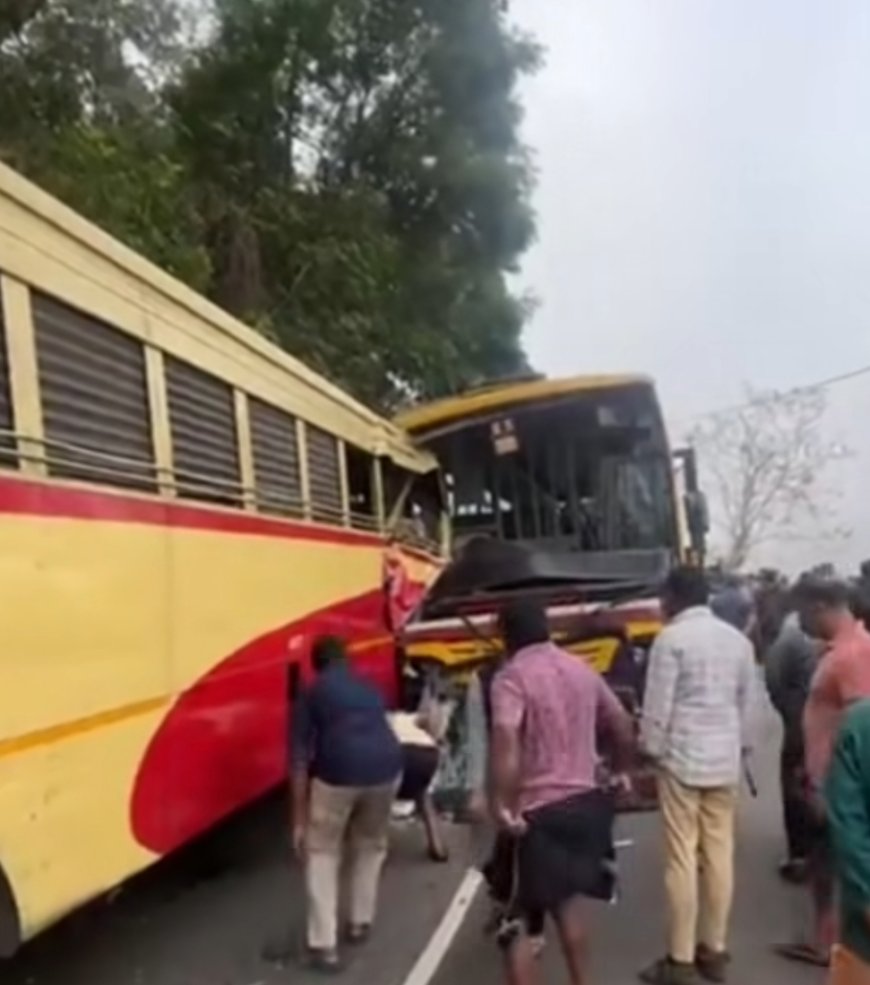 പീരുമേട് 55-ാം മൈലിന് സമീപം കെഎസ്ആർടിസി ബസും കോളേജ് ബസും കൂട്ടിയിടിച്ച് അപകടം