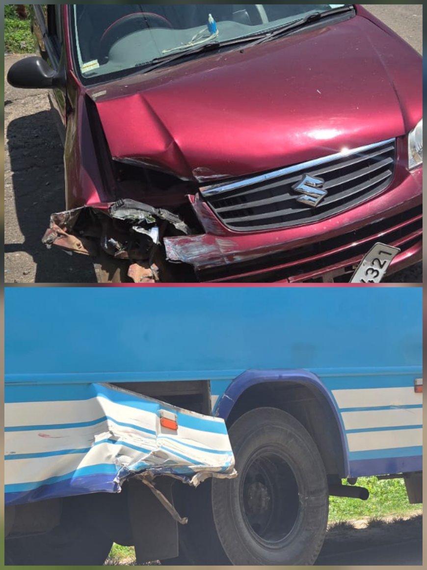 നത്തുകല്ല് അയ്യമലപ്പടിയിൽ വാഹനാപകടം ; കാറും ബസും തമ്മിൽ കൂട്ടിയിടിച്ചു