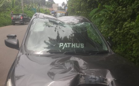 നിയന്ത്രണം വിട്ട കാർ പോസ്റ്റിലിടിച്ച് അപകടം