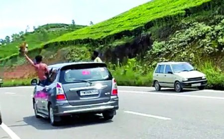 മൂന്നാറിൽ വീണ്ടും അപകടകരമായ സാഹസിക യാത്ര