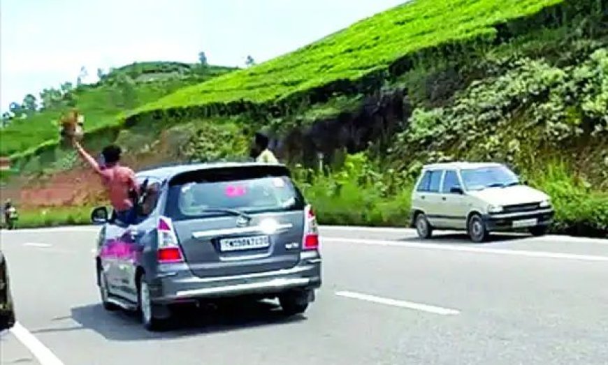 മൂന്നാറിൽ വീണ്ടും അപകടകരമായ സാഹസിക യാത്ര