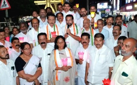 ധർമേന്ദ്ര പ്രധാൻ രാജി: മെഴുകുതിരി റാലിയും സത്യഗ്രഹവും നടത്തി കോൺഗ്രസ്