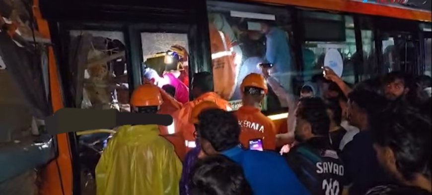 തൃശ്ശൂരിൽ ബസ് അപകടം ഒരു മരണം,ഏഴു പേർക്ക് പരിക്ക്
