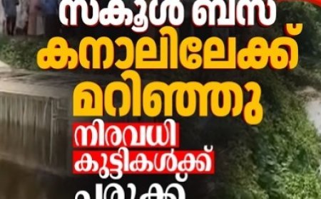 ചാലക്കുടിയിൽ സ്കൂൾ ബസ് കനാലിലേക്ക് മറിഞ്ഞു; 10 വിദ്യാർഥികൾക്ക് പരിക്ക്