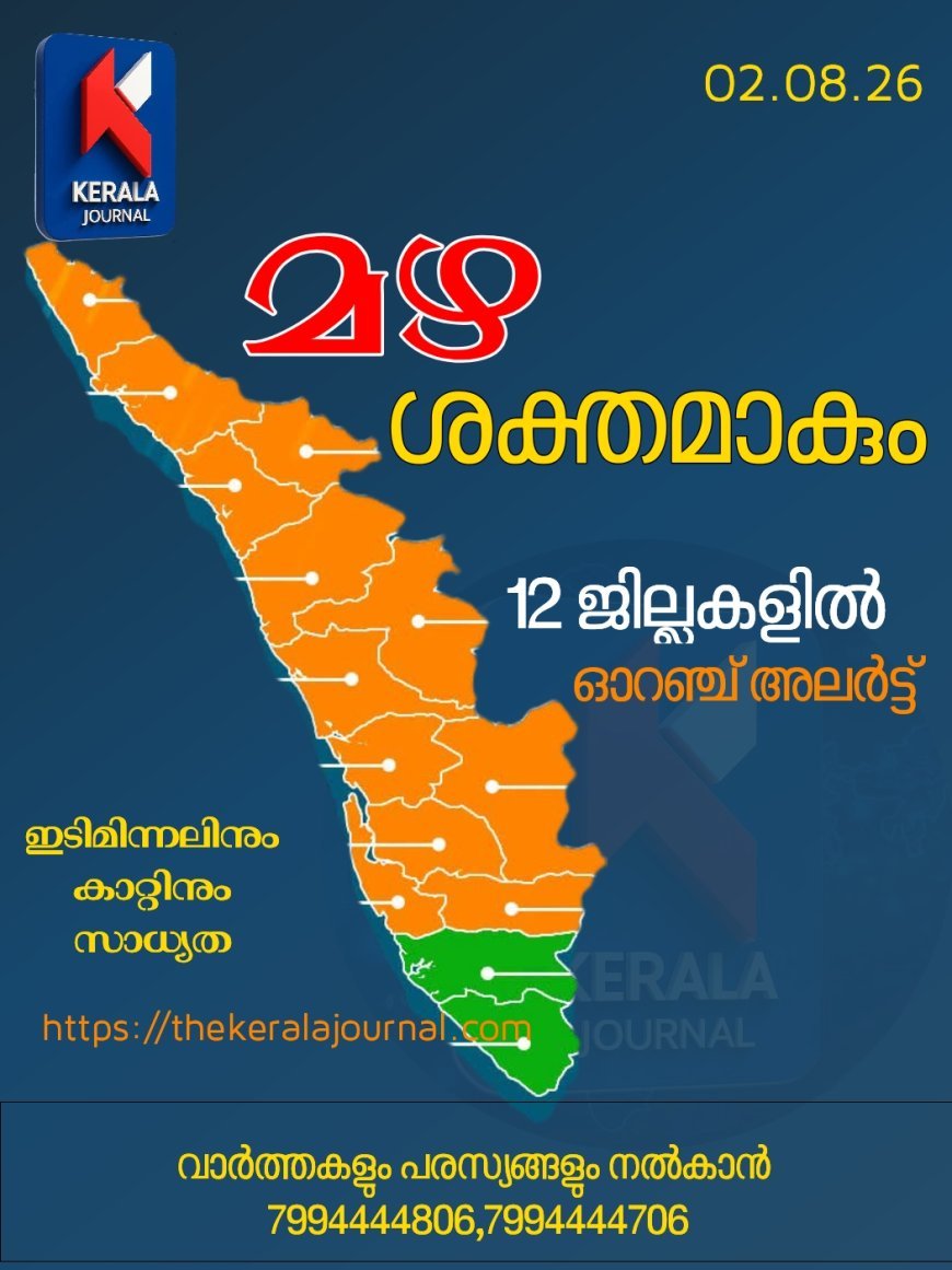 കേരളത്തിൽ ഇന്നും തീവ്രമഴ മുന്നറിയിപ്പ്; 12 ജില്ലകളിൽ ഓറഞ്ച് അലർട്ട്