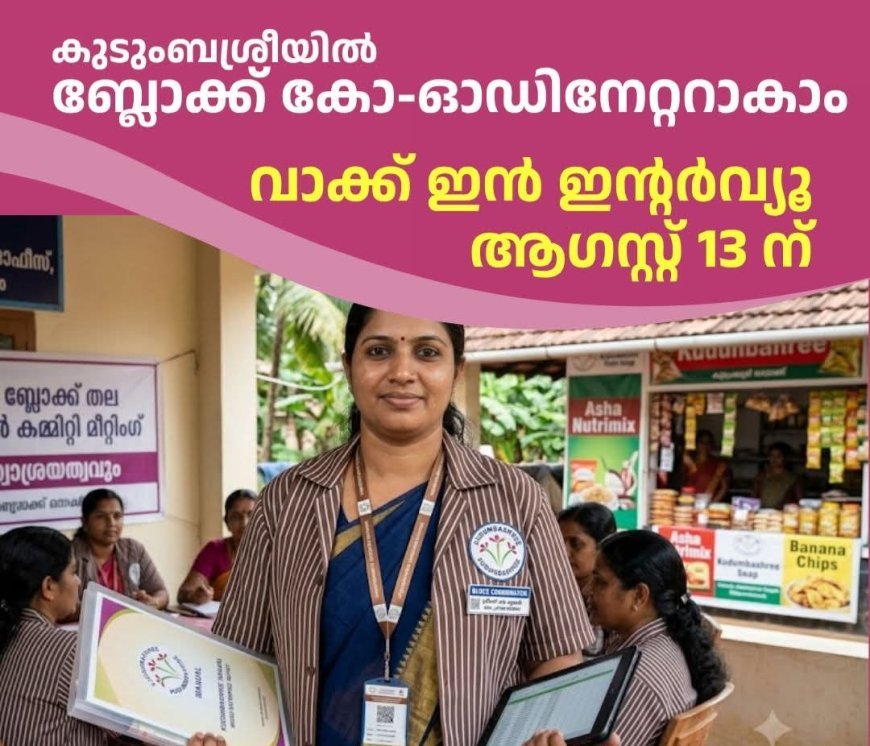 ദേവികുളം ബ്ലോക്കിൽ ബ്ലോക്ക് കോ-ഓഡിനേറ്റർ ഒഴിവ്; വാക്ക്-ഇൻ ഇന്റർവ്യൂ ഓഗസ്റ്റ് 13ന്