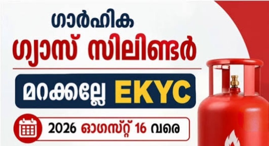 ഗ്യാസ് സബ്‌സിഡി മുടങ്ങാം; എൽപിജി e-KYC ഓഗസ്റ്റ് 16നകം പൂർത്തിയാക്കണം