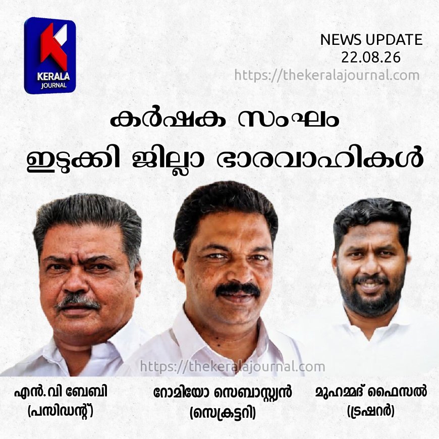 കർഷക സംഘം ഇടുക്കി ജില്ലാ ഭാരവാഹികളെ തിരഞ്ഞെടുത്തു