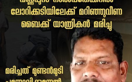 വണ്ണപ്പുറം നാൽപതേക്കറിൽ ലോറിക്കടിയിലേക്ക് മറിഞ്ഞുവീണ ബൈക്ക് യാത്രികൻ മരിച്ചു