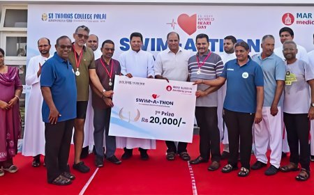 ഹൃദയാരോഗ്യ സന്ദേശവുമായി ‘സ്വിം-എ-തോൺ’; പാലായിൽ ആവേശമായി നീന്തൽ റിലേ