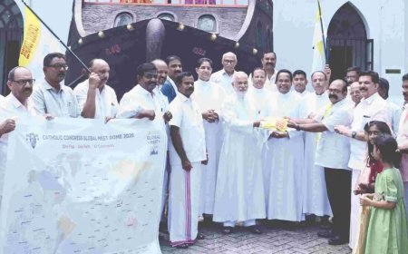 റോമിലെ ആഗോള സംഗമത്തിന് മുന്നോടിയായി കത്തോലിക്കാ കോൺഗ്രസിന്റെ പതാക പ്രയാണത്തിന് കോട്ടയം അതിരൂപതയിൽ സ്വീകരണം