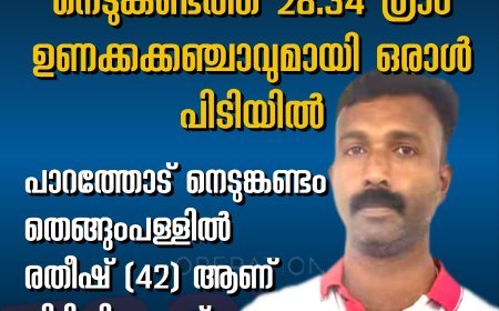 നെടുങ്കണ്ടത്ത് ഉണക്കക്കഞ്ചാവുമായി ഒരാൾ പിടിയിൽ