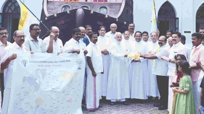 റോമിലെ ആഗോള സംഗമത്തിന് മുന്നോടിയായി കത്തോലിക്കാ കോൺഗ്രസിന്റെ പതാക പ്രയാണത്തിന് കോട്ടയം അതിരൂപതയിൽ സ്വീകരണം