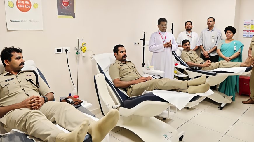 കേരള പൊലീസ് സ്മൃതി ദിനാചരണത്തിന്റെ ഭാഗമായി സംസ്ഥാനത്ത് നടപ്പാക്കുന്ന സംരക്ഷ–2026 പദ്ധതിയുടെ ഭാഗമായി പാലാ സബ് ഡിവിഷൻ പൊലീസും മാർ സ്ലീവാ മെഡിസിറ്റിയും സഹകരിച്ച് മെഗാ രക്തദാന ക്യാമ്പ് സംഘടിപ്പിച്ചു
